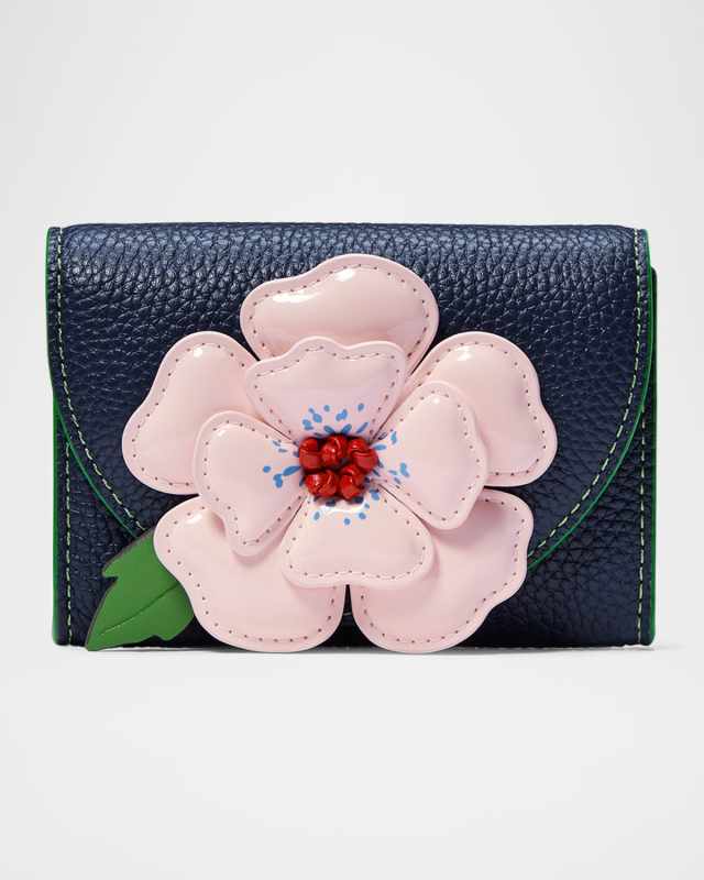 in the garden floral flap leather card case